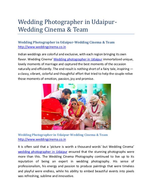 Wedding Photographer in Udaipur-Wedding Cinema&Tea