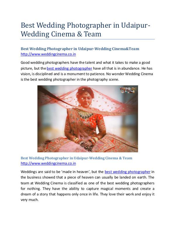 Best Wedding Photographer in Udaipur-Wedding Cinem