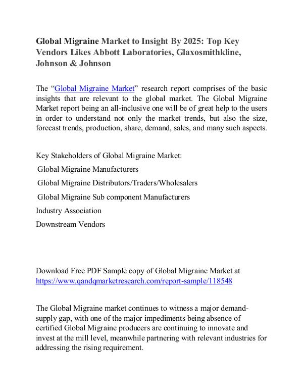 Global Migraine Market Global Industry Analysis, Share, Growth 2025 Global Migraine Market