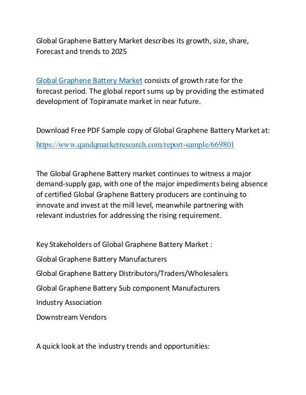 Global Graphene Battery Market growth, size, share, Forecast 2025 Global Graphene Battery Market