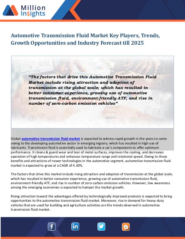 Automotive Transmission Fluid Market Automotive Transmission Fluid Market