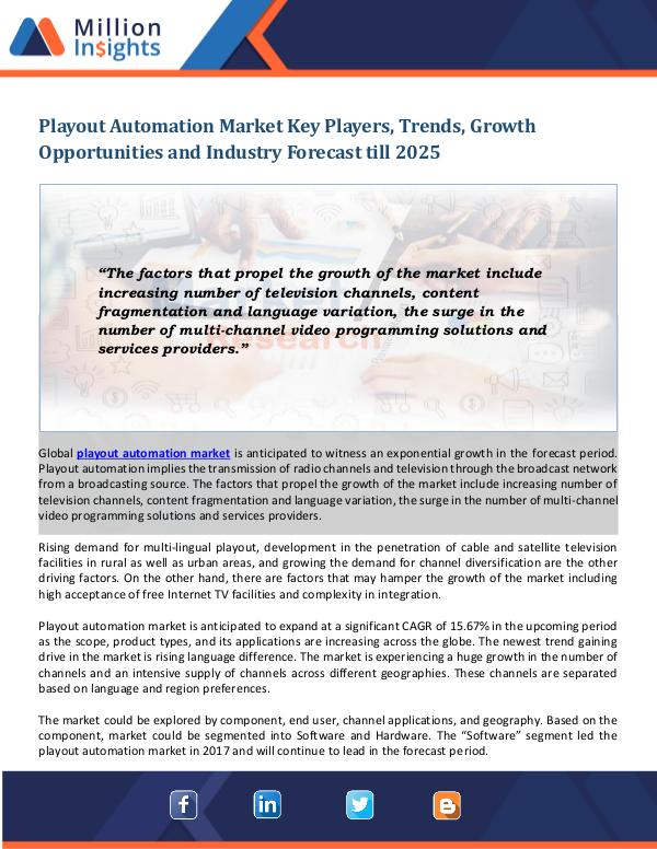 Playout Automation Market Playout Automation Market