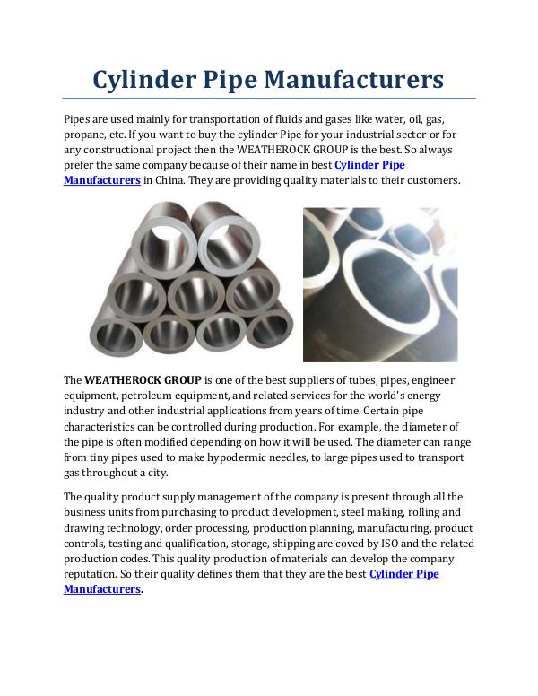 Cylinder Pipe Manufacturers Cylinder Pipe Manufacturers