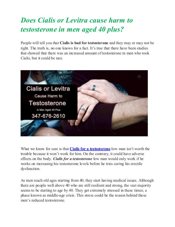 Does cialis or levitra cause harm to testosterone
