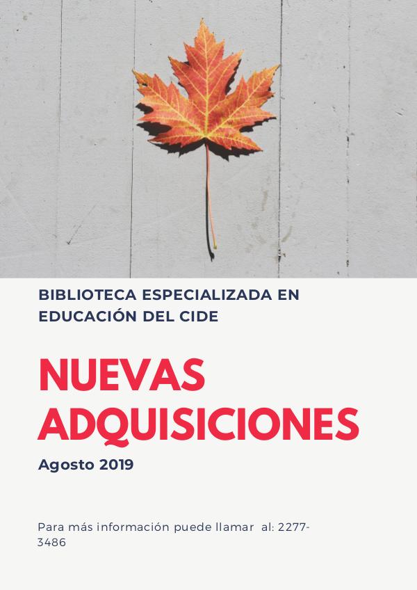Nuevas adquisiciones - Julio 2019 Agosto 2019