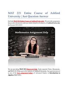 MAT 221 Entire Course of Ashford University | Just Question Answer
