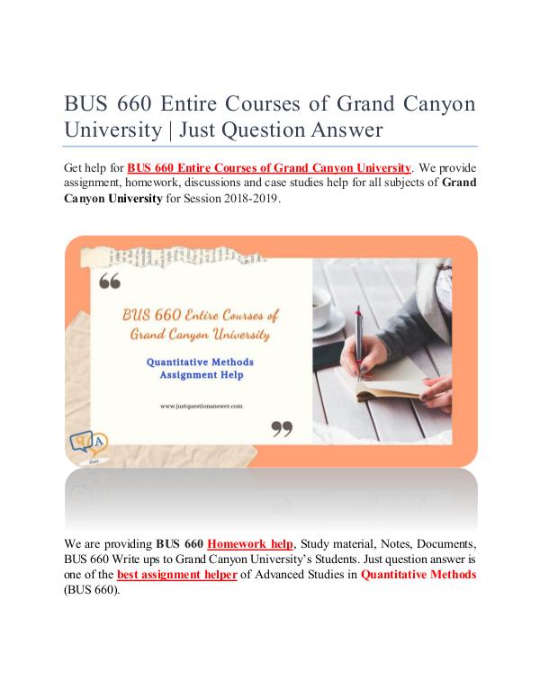 BUS 660 Entire Courses of Grand Canyon University BUS 660 Entire Courses of Grand Canyon University