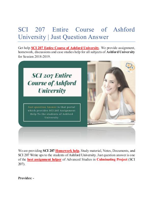 SCI 207 Entire Course of Ashford University SCI 207 Entire Course of Ashford University