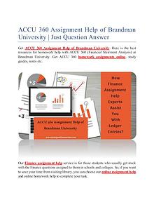ACCU 360 Assignment Help of Brandman University