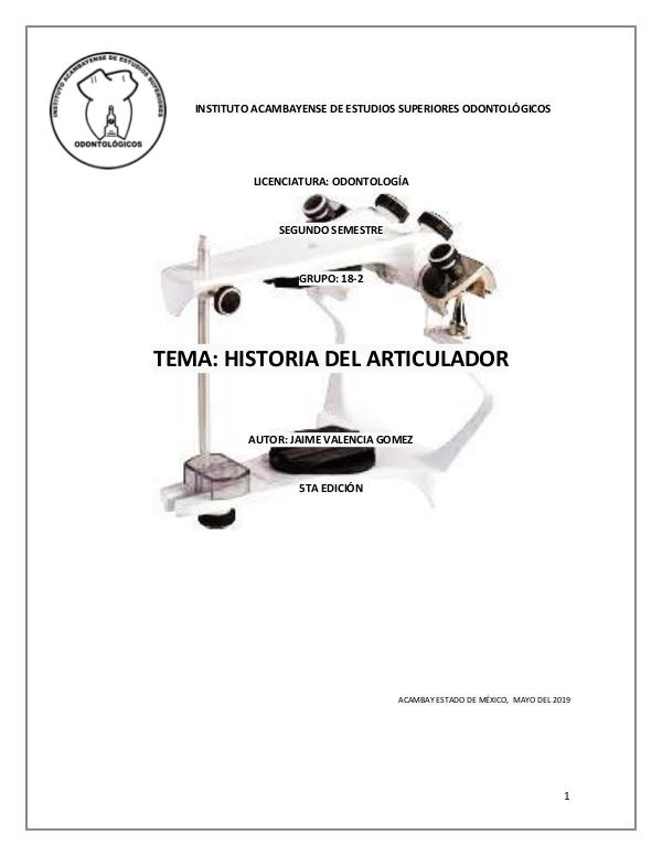 Mi primera publicacion Historia del articulador Valencia