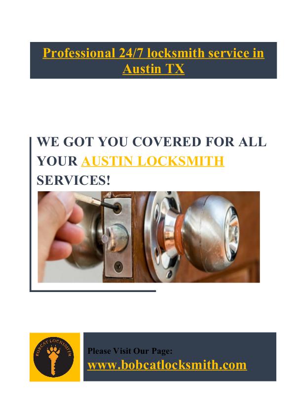 Professional 24/7 locksmith service in Austin TX - Bobcat Locksmith Bobcat Locksmith All Services