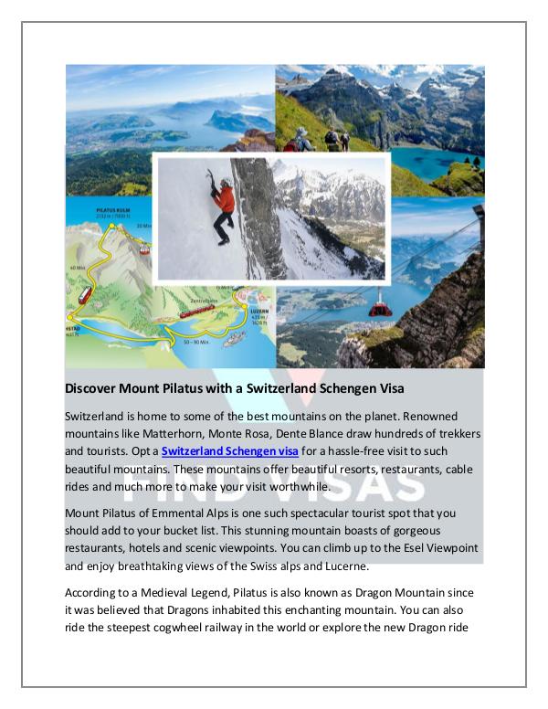 Discover Mount Pilatus with a Switzerland Schengen Visa Discover Mount Pilatus with a Switzerland Schengen
