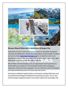 Discover Mount Pilatus with a Switzerland Schengen Visa
