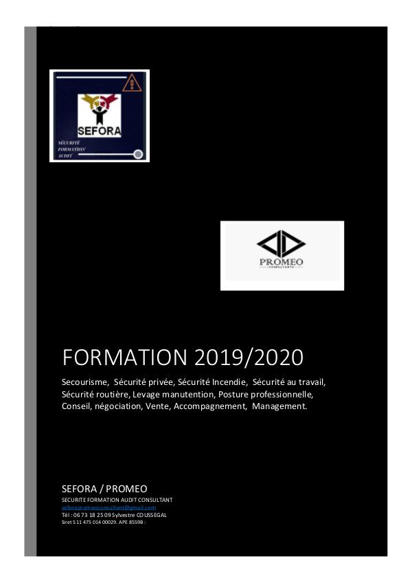 CATALOGUE DES FORMATIONS 2019/2020 SEFORA PROMEO CATALOGUE DES FORMATIONS SEFORA PROMEO2