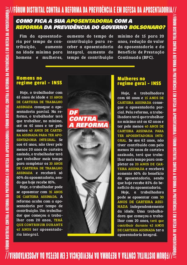 Jornal do Fórum Distrital Contra a Reforma da Previdência Edição de maio de 2019
