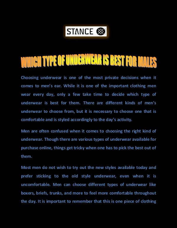 Stance Socks which type of underwear is best for males
