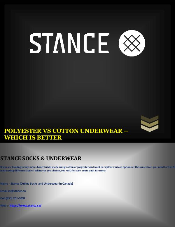 Stance Socks POLYESTER VS COTTON UNDERWEAR