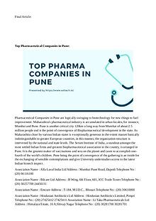 Top Pharma Companies in Pune