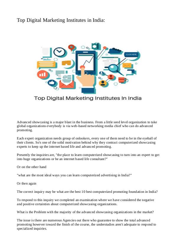Top Digital Marketing Institutes in India Top Digital Marketing Institutes in India Final
