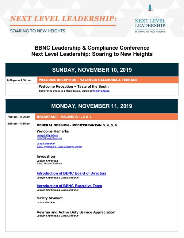 2019 Leadership & Compliance Conference Materials 2019-Compliance-Agenda