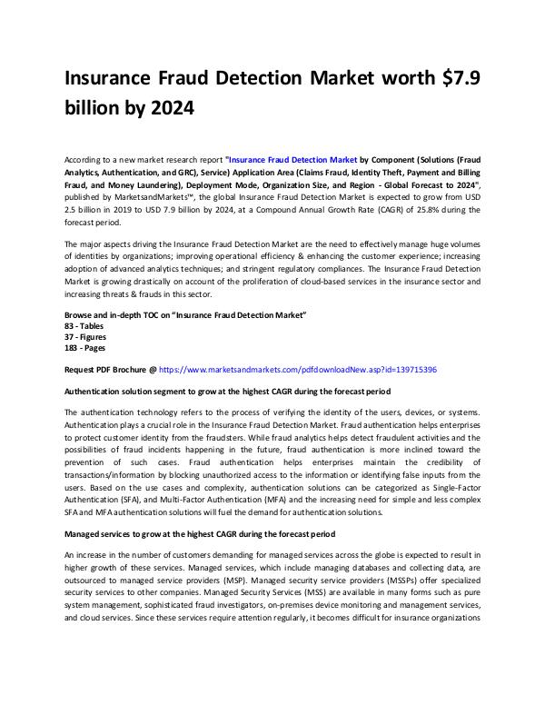 Information Communication and Technology Reports Insurance Fraud Detection Market Report