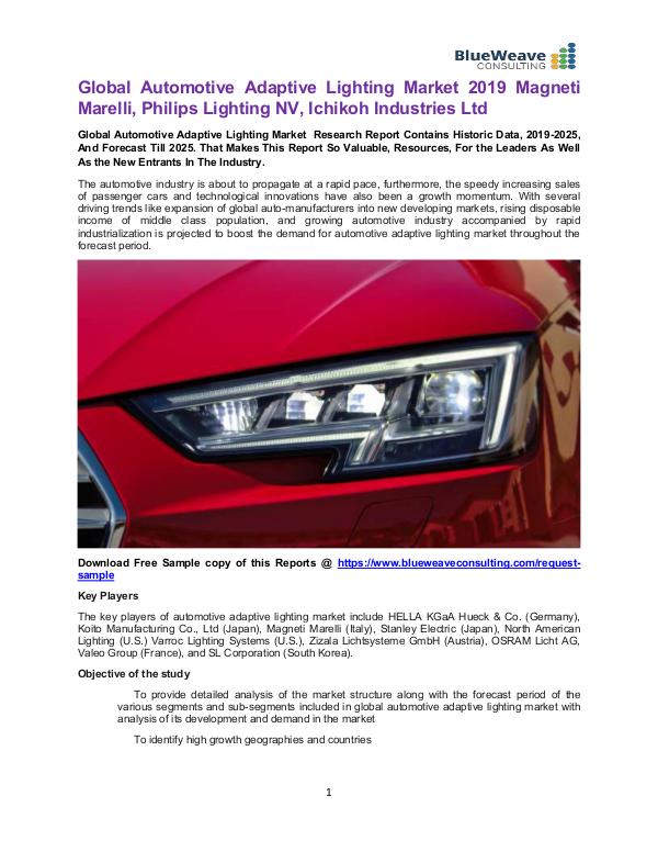 Global Automotive Adaptive Lighting Market 2019 Automotive Adaptive Lighting Market