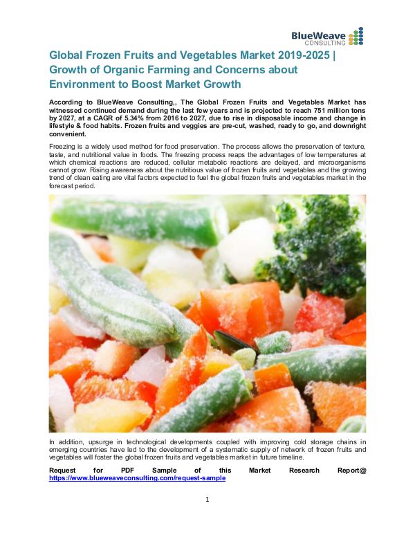 Global Frozen Fruits and Vegetables Market 2019-2025 Frozen Fruits and Vegetables Market