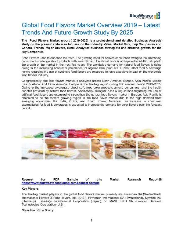 Global Food Flavors Market Overview 2019 Food Flavors Market