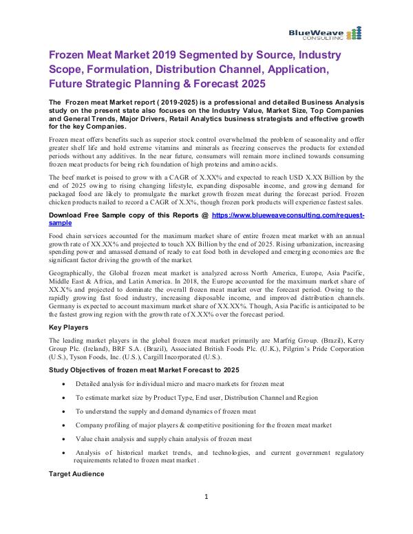 Frozen Meat Market 2019 Application, Future Strategic Planning & Fore Frozen Meat Market