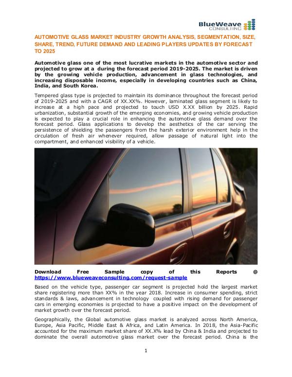 AUTOMOTIVE GLASS MARKET INDUSTRY GROWTH ANALYSIS AND LEADING PLAYERS Automotive Glass Market