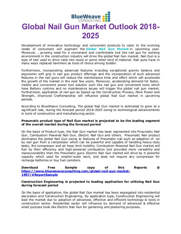 Nail Gun Market Scenario Highlighting Major Drivers & Trends 2025 Nail Gun Market