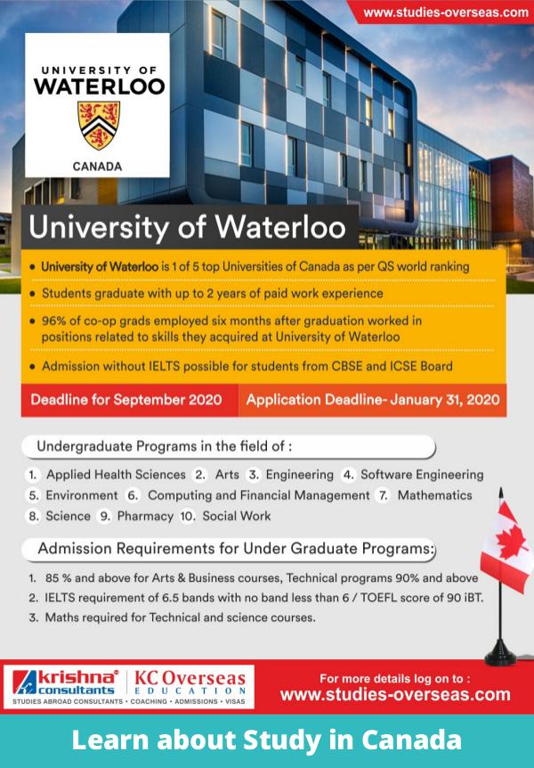 List of Undergraduate Programs to Study in Canada University of Waterloo