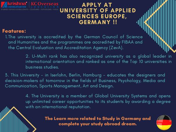 Apply Now at University of Applied Sciences Europe Germany University of Applied Sciences Europe, Germany