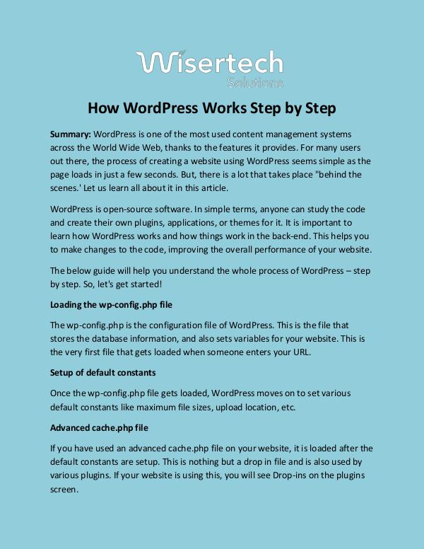Wisertech Solutions How WordPress Works Step by Step