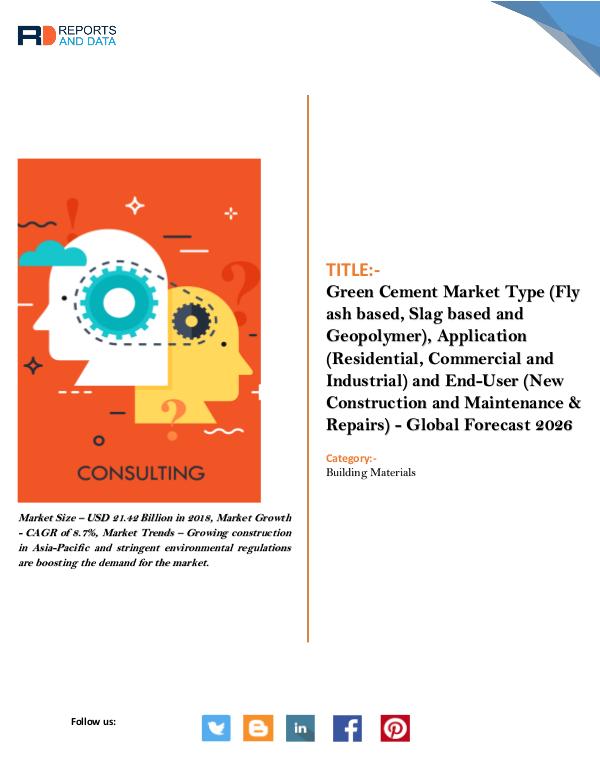 Manufacturing and Construction Green Cement Market By Reports and Data