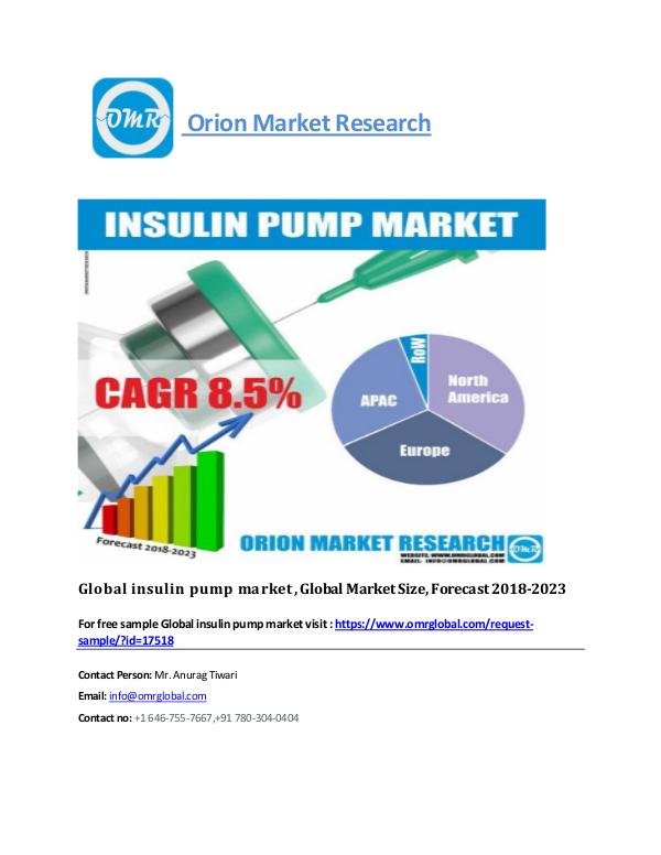Global insulin pump market, Global Market Size, Forecast 2018-2023 Insulin pump_