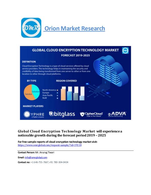 Global Cloud Encryption Technology Market, Forecast-2025 cloud encryption