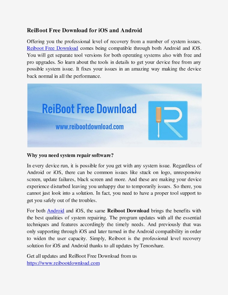 Reiboot Free Download Guide ReiBoot Free Download for iOS and Android