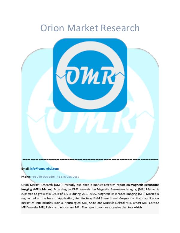 Orion Market Research Report Magnetic Resonance Imaging (MRI) Market
