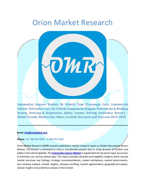 Orion Market Research Report Automotive Sensor Market