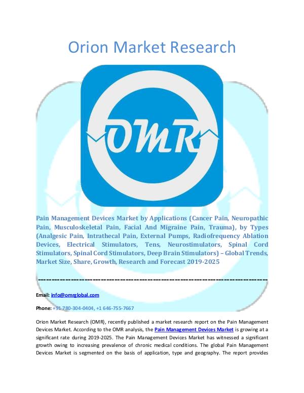 Orion Market Research Report Pain Management Devices Market