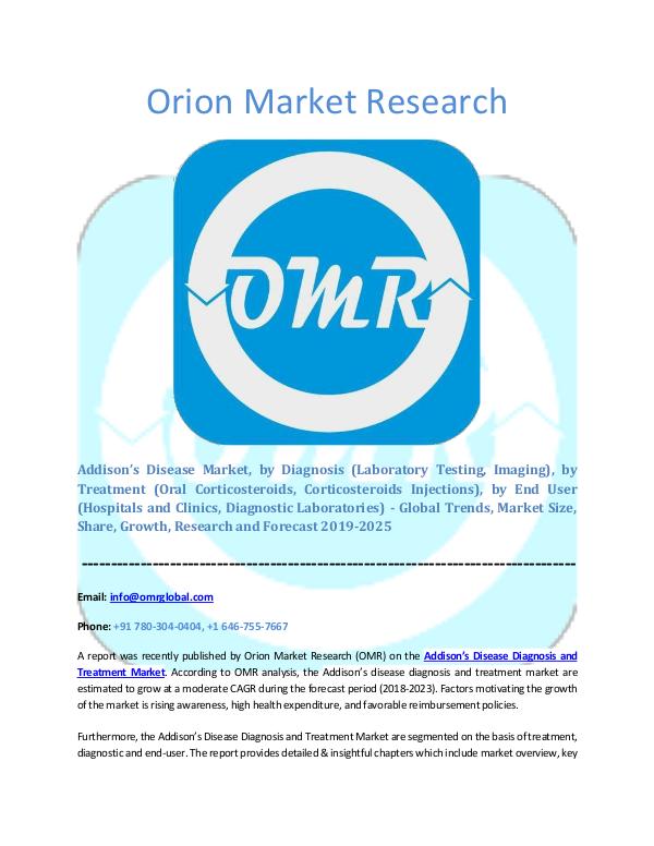 Orion Market Research Report Addison’s Disease Market