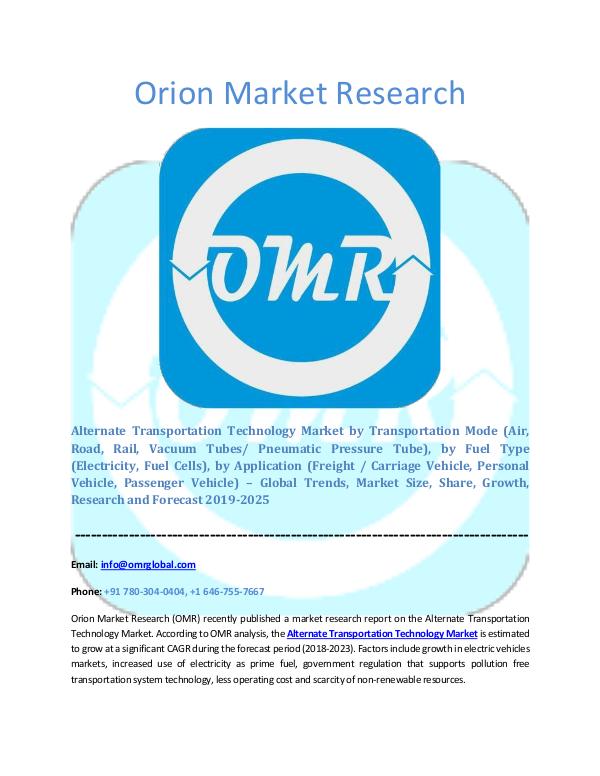 Orion Market Research Report Alternate Transportation Technology Market