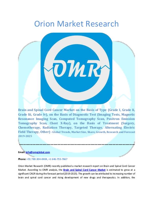 Orion Market Research Report Brain and Spinal Cord Cancer Market
