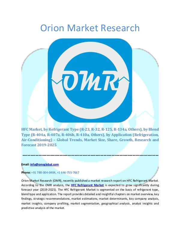 Orion Market Research Report HFC Refrigerant Market