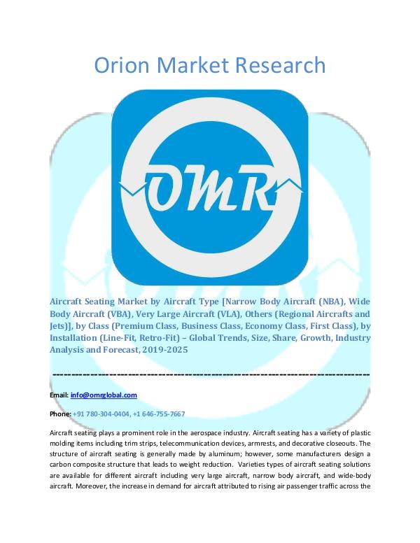 Orion Market Research Report Aircraft Seating Market