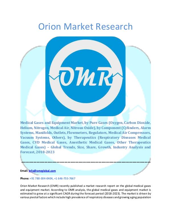 Orion Market Research Report Medical Gases and Equipment Market