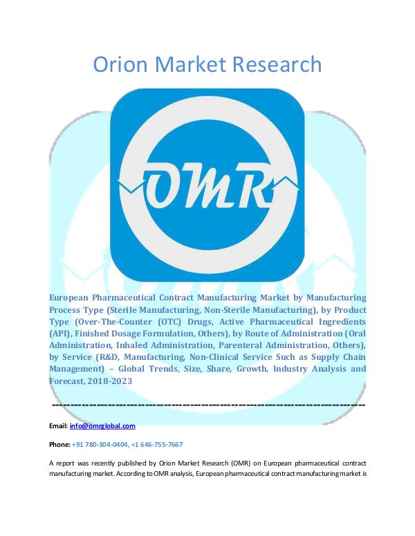 Orion Market Research Report European Pharmaceutical Contract Manufacturing Mar