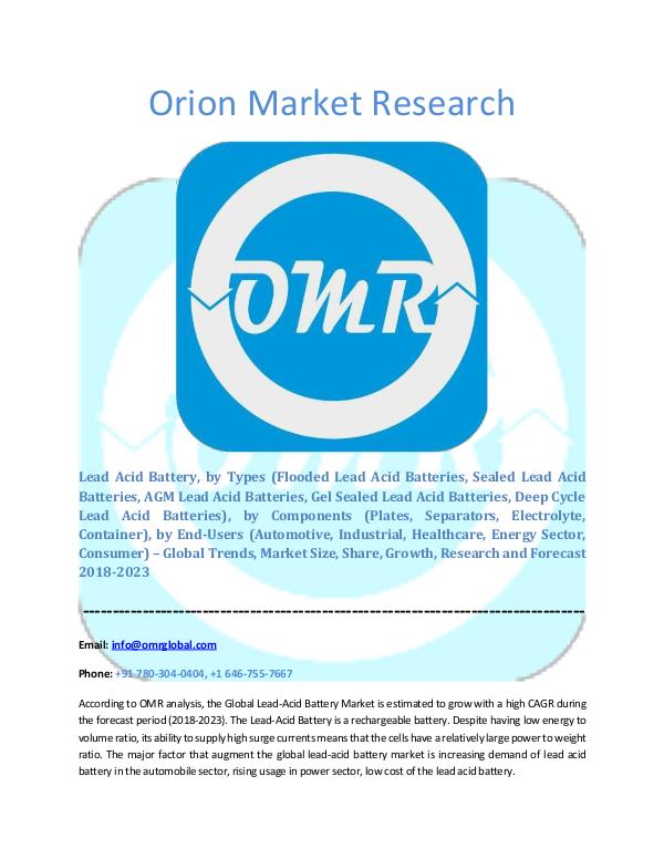 Orion Market Research Report Lead-acid Battery Market
