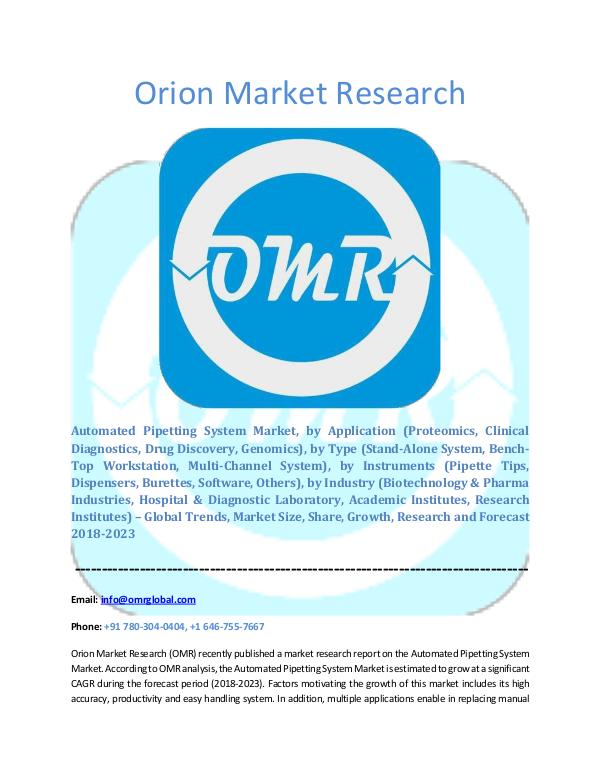 Orion Market Research Report Automated Pipetting System Market